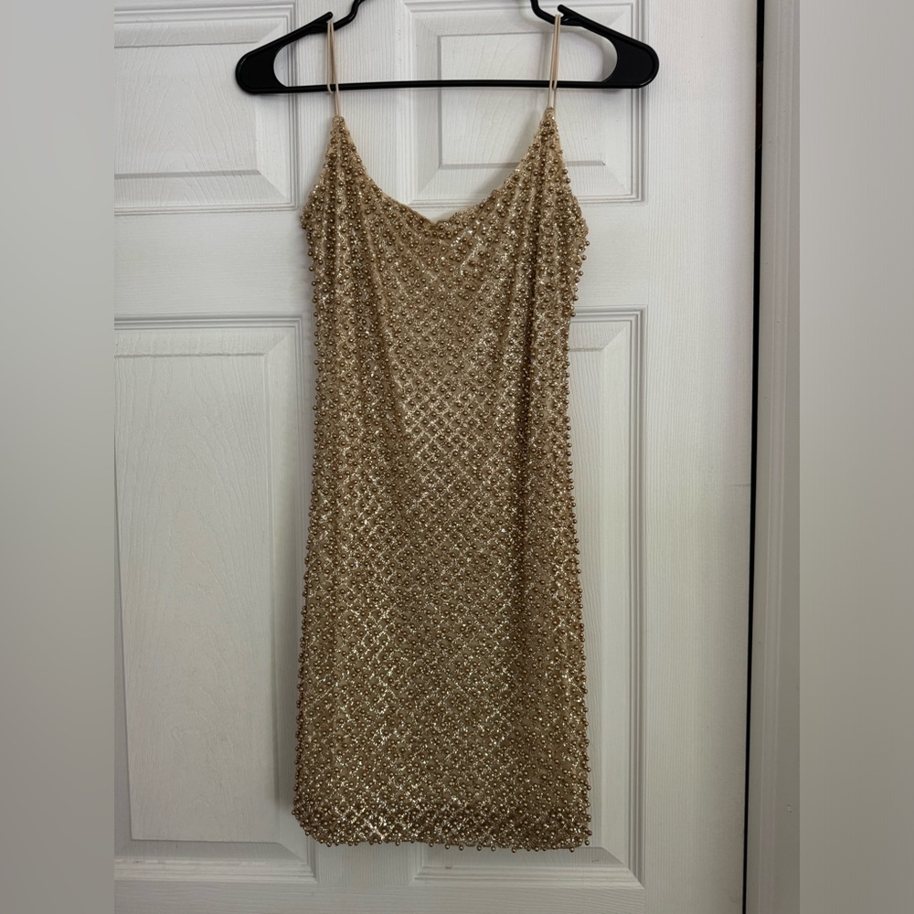 Oh Polly Gold embellished dress
